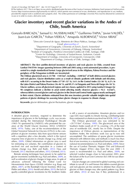 Glacier Inventory and Recent Glacier Variations in the Andes of Chile, South America