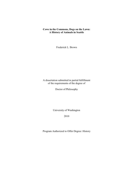 Cows in the Commons, Dogs on the Lawn: a History of Animals in Seattle