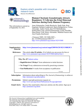 Interface During Early Human Pregnancy Regulatory T Cells Into The