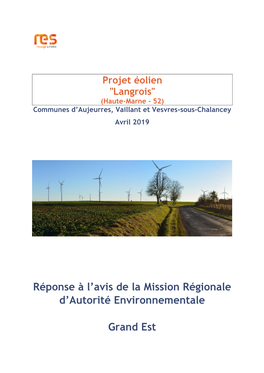 Réponse À L'avis De La Mission Régionale D'autorité Environnementale Grand