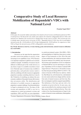Comparative Study of Local Resource Mobilization of Rupandehi's Vdcs with National Level