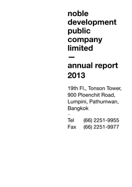 Noble Development Public Company Limited | Annual Report 2013