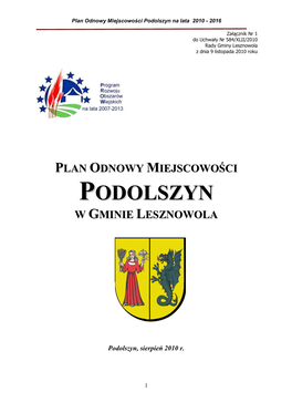 Podolszyn Plan Odnowy Miejscowości