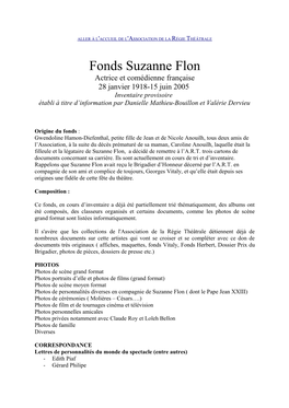 Fonds Suzanne Flon