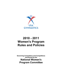2010 - 2011 Women's Program Rules and Policies