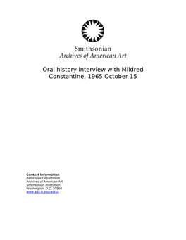 Oral History Interview with Mildred Constantine, 1965 October 15