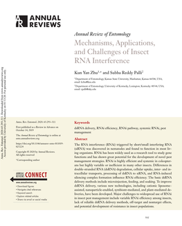 Mechanisms, Applications, and Challenges of Insect RNA Interference