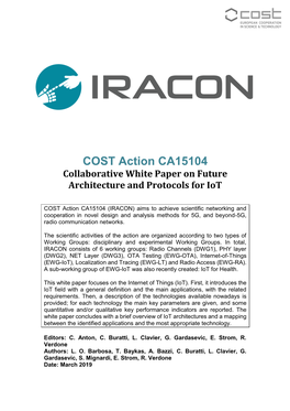 COST Action CA15104 Collaborative White Paper on Future Architecture and Protocols for Iot