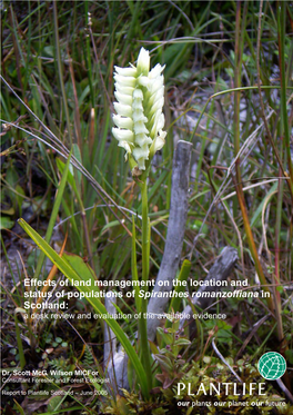 Effects of Land Management on the Location and Status of Populations of Spiranthes Romanzoffiana in Scotland: a Desk Review and Evaluation of the Available Evidence