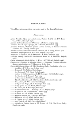 BIBLIOGRAPHY the Abbreviations Are Those Currently Used in The