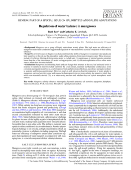 Regulation of Water Balance in Mangroves