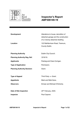 Inspector's Report ABP306149-19