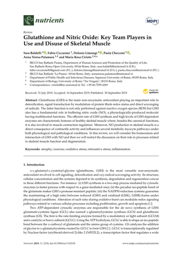 Glutathione and Nitric Oxide: Key Team Players in Use and Disuse of Skeletal Muscle