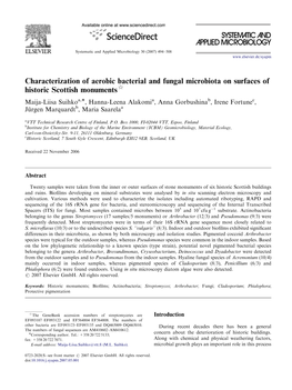 Characterization of Aerobic Bacterial and Fungal Microbiota on Surfaces of Historic Scottish Monuments