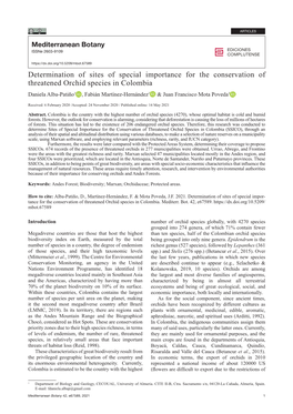 Determination of Sites of Special Importance for the Conservation Of