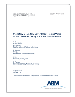 Planetary Boundary Layer (PBL) Height Value Added Product (VAP): Radiosonde Retrievals