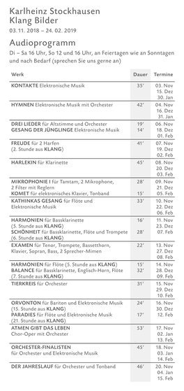 Karlheinz Stockhausen Klang Bilder Audioprogramm