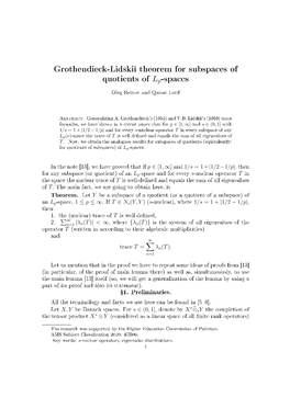Grothendieck-Lidski Theorem for Subspaces of Quotients of Lp-Spaces
