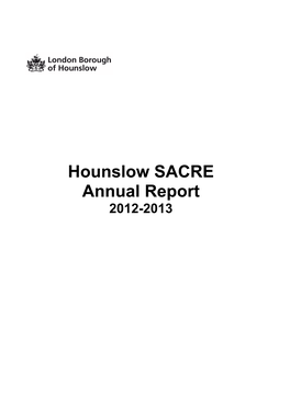 Hounslow SACRE Annual Report 2012-2013