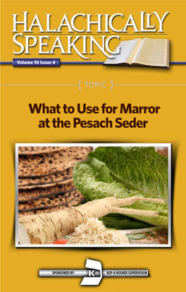 Marror at the Pesach Seder