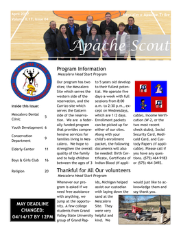 April 2017 Mescalero Apache Tribe Volume II.17, Issue 04