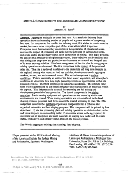 Site Planning Elements for Aggregate Mining Operations 1