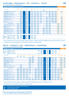X9 Cambridge • Waterbeach • Ely • Chatteris • March X9 March