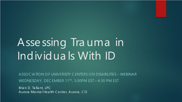 Assessing Trauma in Individuals with ID