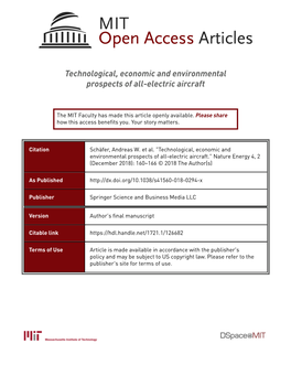 Technological, Economic and Environmental Prospects of All-Electric Aircraft