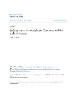 Anamorphosis, Cervantes, and the Early Picaresque David R
