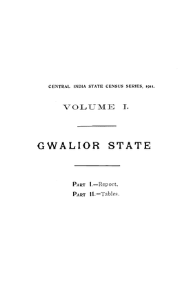 Central India State Census Series, Part I & II, Volume I