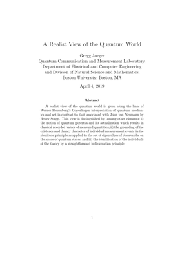 A Realist View of the Quantum World