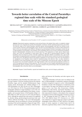 Towards Better Correlation of the Central Paratethys Regional Time Scale with the Standard Geological Time Scale Of­ the Miocene Epoch