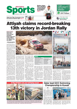 Attiyah Claims Record-Breaking 13Th Victory in Jordan Rally