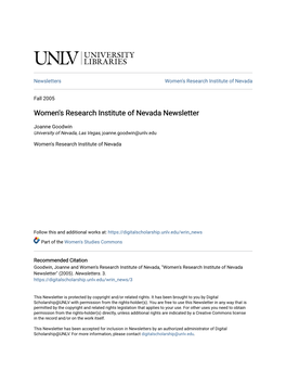 Women's Research Institute of Nevada Newsletter