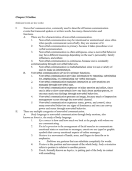 Chapter 5 Outline I. Nonverbal Communication, Commonly Used To