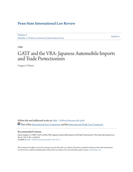GATT and the VRA: Japanese Automobile Imports and Trade Protectionism