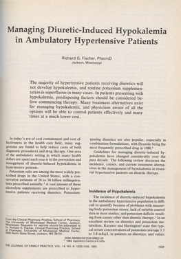 Managing Diuretic-Induced Hypokalemia in Ambulatory Hypertensive Patients