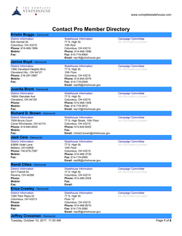 Ohio House of Representatives Member Directory