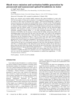 Shock Wave Emission and Cavitation Bubble Generation by Picosecond and Nanosecond Optical Breakdown in Water A