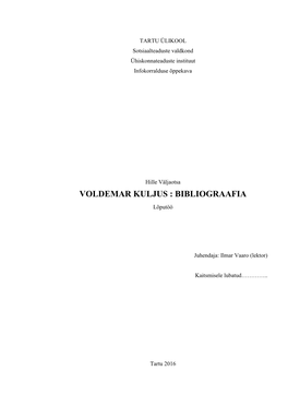 Voldemar Kuljus : Bibliograafia