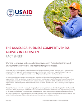 The Usaid Agribusiness Competitiveness Activity in Tajikistan Fact Sheet