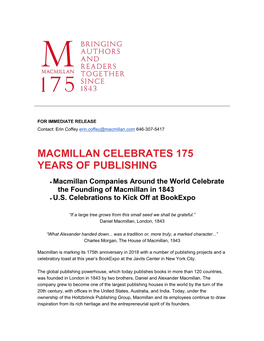 Macmillan Celebrates 175 Years of Publishing