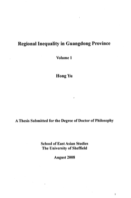 Regional Inequality in Guangdong Province