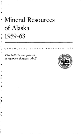 Mineral Resources of Alaska ; 1959-63 * ______-- ______