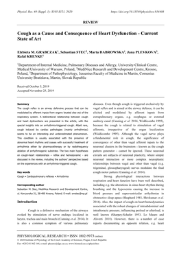 Cough As a Cause and Consequence of Heart Dysfunction - Current State of Art