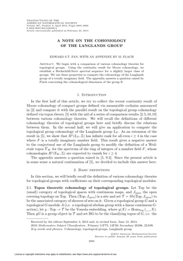 A Note on the Cohomology of the Langlands Group