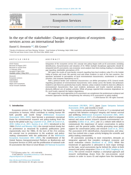 In the Eye of the Stakeholder: Changes in Perceptions of Ecosystem Services Across an International Border