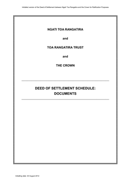 Deed of Settlement Schedule: Documents ______