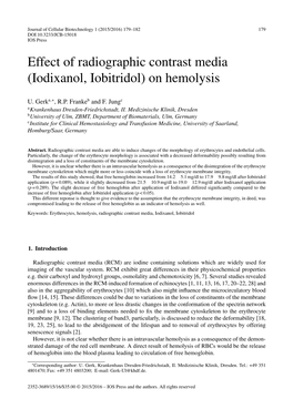 Effect of Radiographic Contrast Media (Iodixanol, Iobitridol) on Hemolysis